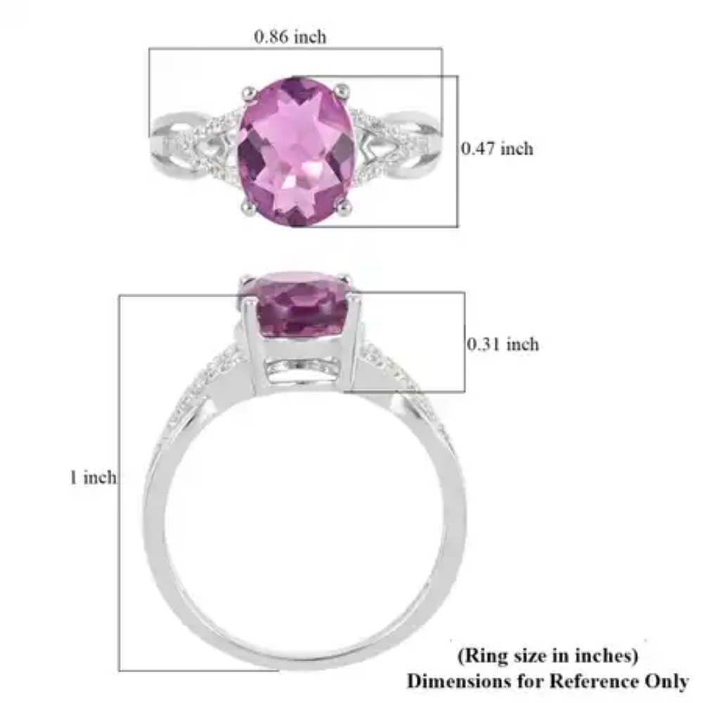 SOLDPink Fluorite and White Zircon Ring in Sterling Silver 3.30 ctw - Picture 5 of 5